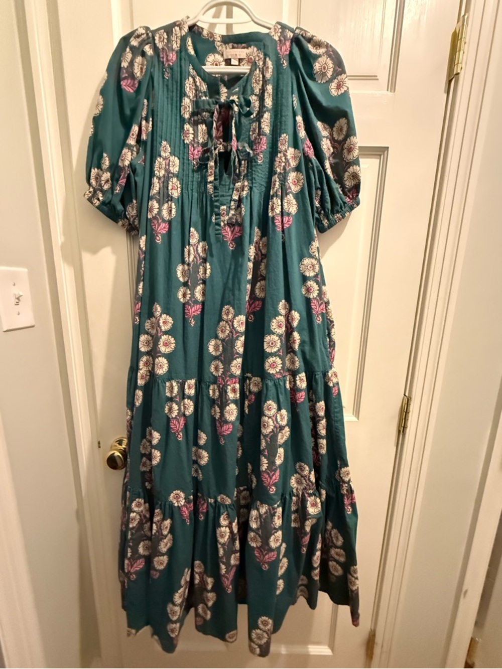 Pink Chicken Indira Pintucked Floral Dress in Evergreen Buttercup Floral